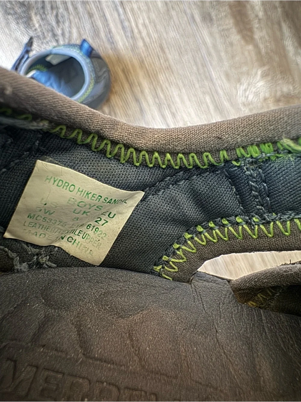 Merrell Kids Navy Gray Sandals with Lime Accents